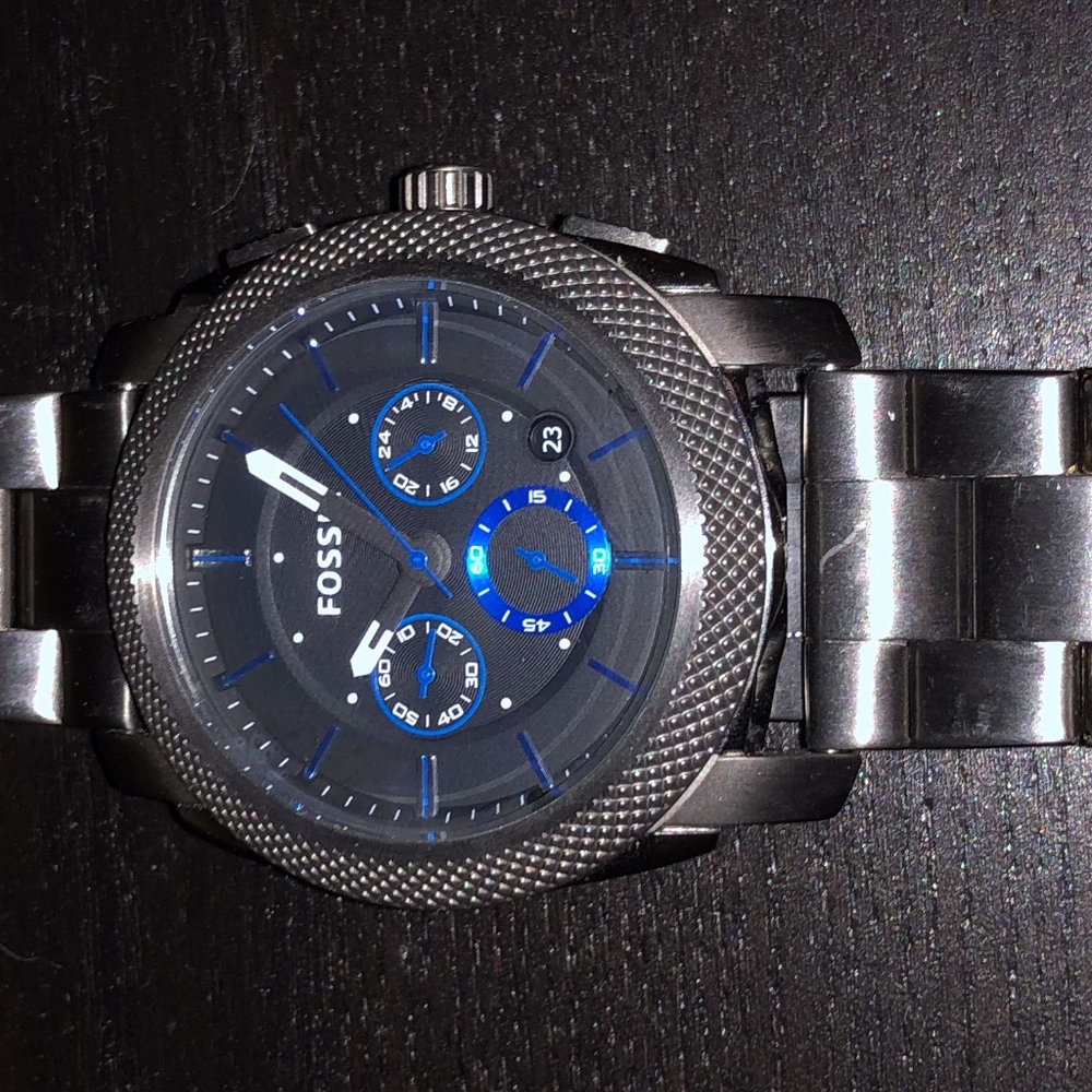 Mens Smoked Stainless Steel Fossil Watch